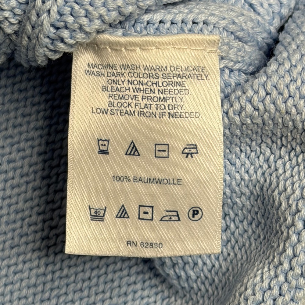 Lands End Drifter Cable Knit Cotton Sweater Light Blue Womens Small 6-8 Preppy - Picture 7 of 8